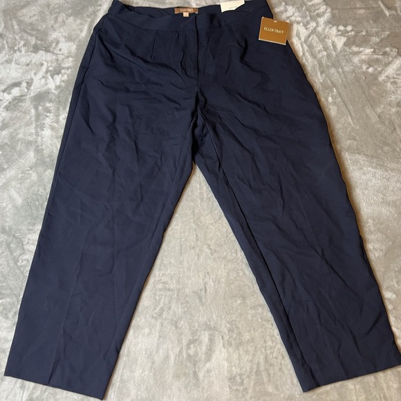 Ellen Tracy Pants - Women's Ellen Tracy Betty Slim Ankle Navy Blue Pants Size 14W